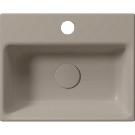 Lavabo en céramique NUBES 40x32cm, bord inférieur groud, tortora mat (1/3)
