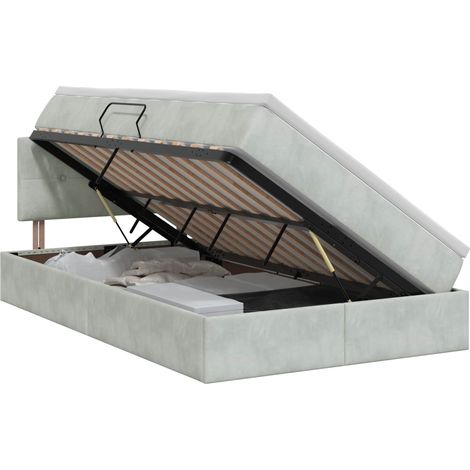 Letto con Contenitore Grigio Chiaro 120 x 200 cm Velluto vidaXL (1/5)