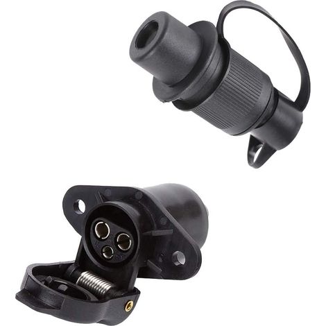 Prise et Fiche de Remorque 3 Broches 12V - Connecteur Étanche Mâle et Femelle pour Caravane, Camping-Car et Véhicule (1/5)