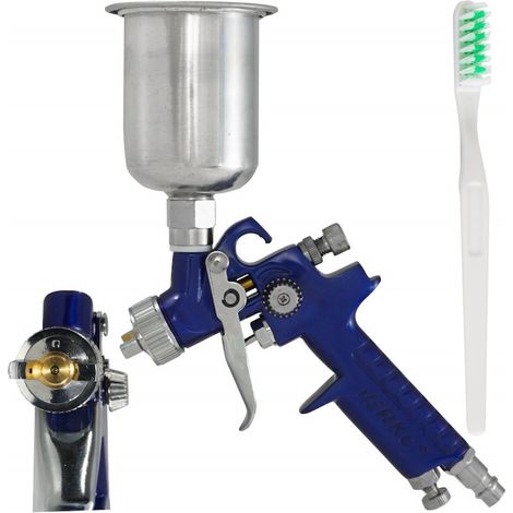 Pistolet à peinture pneumatique 0,8 mm HVLP H2000AL, pot en verre 125 ml (V81299) (1/5)