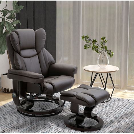 Massagesessel Relax mit Fußstütze, 145° verstellbar, braunes Kunstleder HAVRYA (1/3)