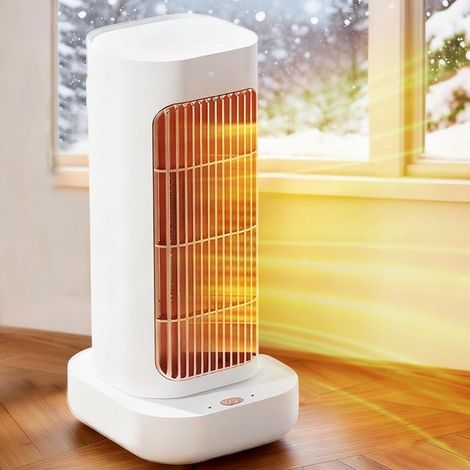 Chauffage électrique,radiateur d'appoint écoénergétique de 1300 W,chauffage soufflant silencieux,oscillation à 90°,convient aux chambres,blanc (1/5)