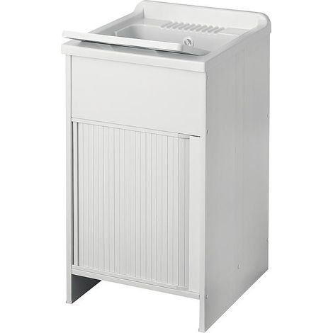 Banyo – Bac à laver avec meuble et porte jalousie – Dimensions 450 x 500 x 850 mm – Double laminage – Sans paroi arrière – Kit prêt à monter (1/3)
