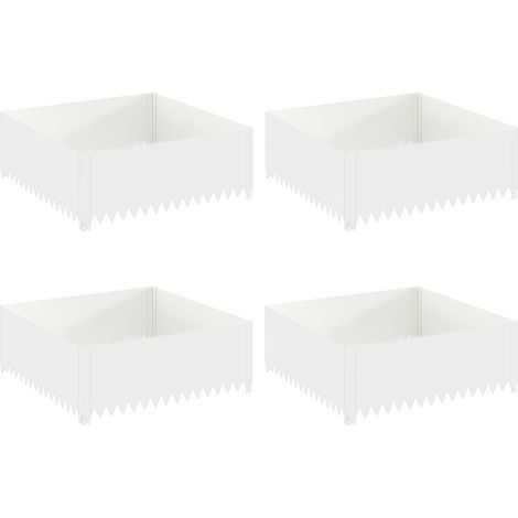 vidaXL Lawn Edging 4 pcs 100 x 100 x 35 cm Steel White