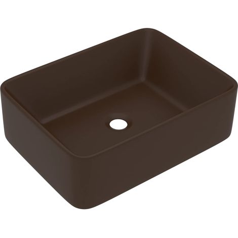 Lavabo de luxe 41 x 30 x 12 cm céramique marron foncé mat