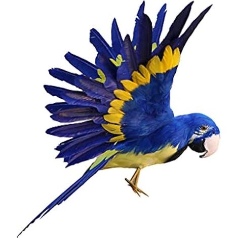 artificiel Plumes Figurine en Plastique Paysage Ornement Jardin Décor Bricolage Halloween, Perroquet bleu