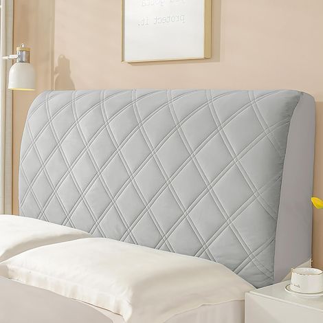 Universeller Kopfteilbezug, weicher Stretch-Kopfteilbezug, kurzer Plüsch, staubdicht, waschbar, Schutzhülle, für Schlafzimmerdekoration, Grau, 160 cm