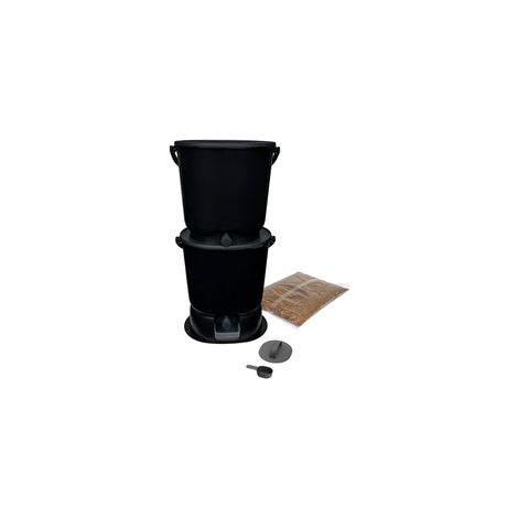 Composteur Skaza Lot de 2 bokashi composteurs Essential 15,3L+1kg de Brain+1 base Noir