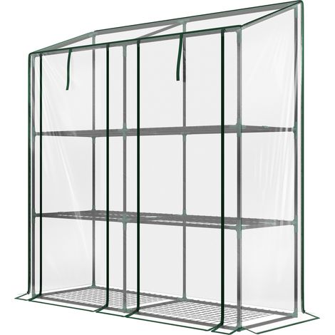 Outsunny Serra da Balcone Copertura PE 6 Mensole 2 Porte Avvolgibili Trasparente