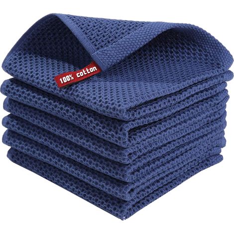 Chiffon De Nettoyage - 100 % Coton - Essuie-vaisselle Cuisine - Absorption Huile Eau - Séchage Rapide - Pour Évier Table Fourneau - Lot De 6 (1/4)