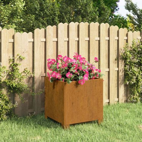 Bac à fleurs,Jardinière avec pieds Rouillé 32x30x33 cm Acier corten -99468 (1/5)