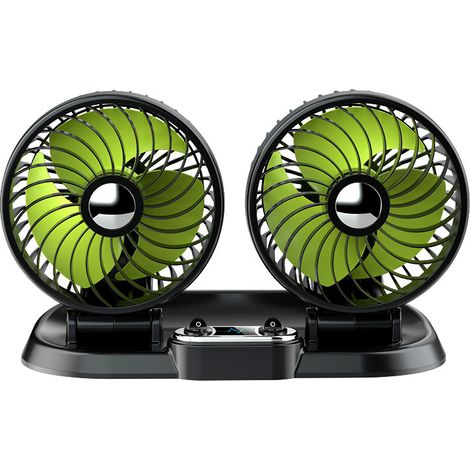 Ventilador para coche de 12 V, ventilador portátil de doble cabezal para vehículos con 2 velocidades ajustables, silencioso y potente para SUV, autocaravanas y otros vehículos. (1/5)
