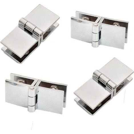 4 pieces of 180-degree glass door hinges, glass door hinges, zinc alloy glass door hinges, easy to install, suitable for display cases, wine cellars (1/4)