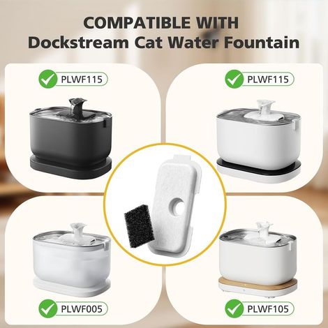 32-teiliges Katzenbrunnen-Filterset, Ersatzfilter für Dockstream Katzenbrunnen PLWF005, PLWF115, PLWF105, 16 Filter mit Aktivkohle und 16 Schaumstoffschwämme (1/5)