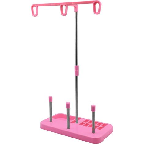 Support de Bobine de Fil,Porte de Bobine à Trois Cônes Support de Fil à Coudre en Plastique de Support de 3 Bobines pour Accessoires de Broderie de Machine à Coudre Domestique Rose (1/5)