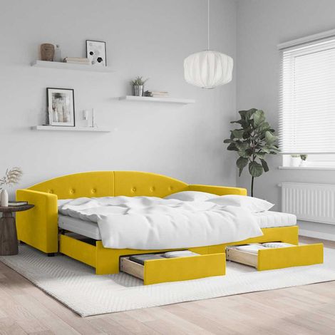 vidaXL Sofá cama nido con cajones terciopelo amarillo 100x200 cm (1/5)