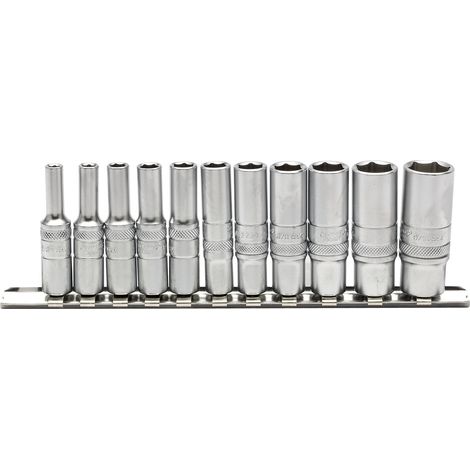 Draper 16491 1/4-Inch Square Drive Imperial Set of 11 Deep Socket Wrenches for Railway Metal Applications (1/5)