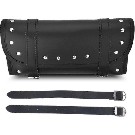 Sacoche à outils moto en cuir PU noir, étanche, compatible avant et arrière, pochette de rangement pour guidon, accessoires moto compatibles RN WHBYV (1/4)