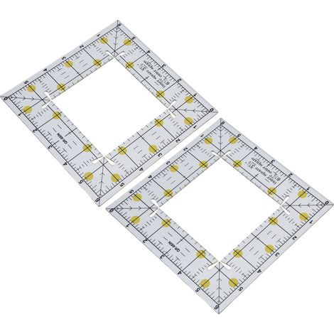 Lot de 2 règles de patchwork, gabarits de découpe en acrylique transparent et résistant, parfaits pour le scrapbooking, les loisirs créatifs et les travaux manuels. (1/5)