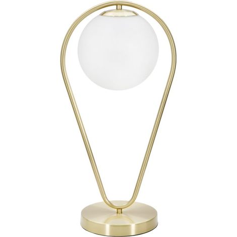 Lampada da Tavolo Glamy Drop 25x18x50 cm in Ferro e Vetro Oro e Bianco (1/5)