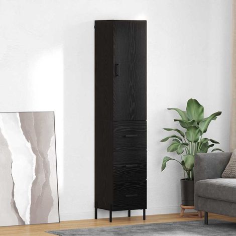 Highboard Schwarz Eichen-Optik 34,5 x 34 x 180 cm Holzwerkstoff
