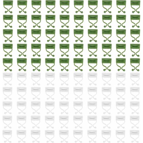 100 clips autoadhesivos para plantas, color verde y blanco