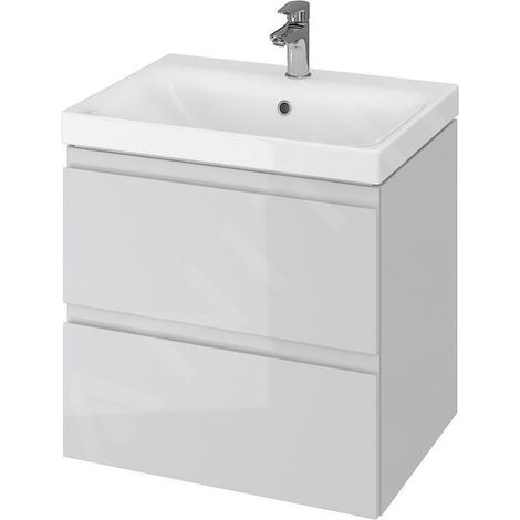 Cersanit Moduo - Meuble-lavabo, 57x60x45cm, 2 tiroirs, gris S929-009 (1/3)