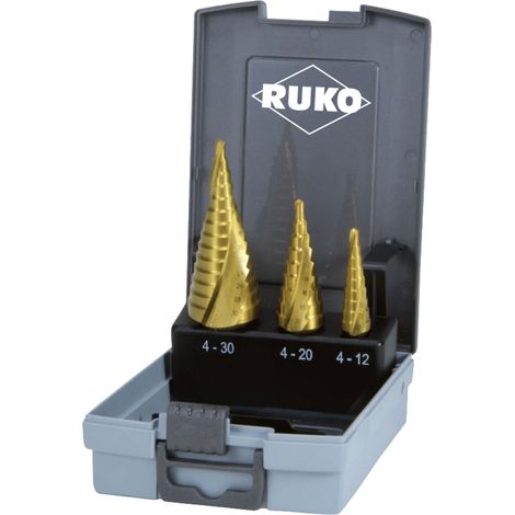 RUKO  juego  de  brocas  escalonadas  HSSTiN  Terrax  ranura  recta  en  caja  rosa  -  A101126TRO (1/2)