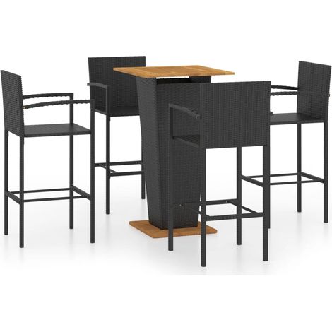 Set de 1 Table et 4 Tabourets de bar de jardin, Ensemble Table et Chaises Noir OIB1126E (1/5)