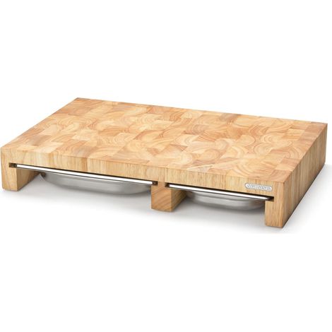 Continenta Tagliere in legno multifunzione, con 3 cassetti in acciaio inox, 50 x 32,5 x 8 cm (1/5)