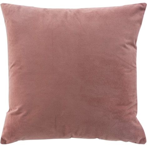 Coussin déhoussable en relief effet velours uni Velouriane - Rose - 50 x 50 cm - Livraison gratuite (1/4)