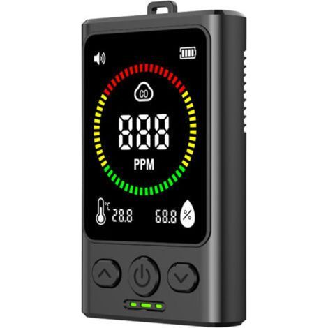 Détecteur de monoxyde de carbone, moniteur de qualité de l'air, testeur ABS avec affichage en temps réel, capable de mesurer la température, l'humidité et la concentration de monoxyde de carbone. (1/5)
