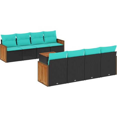 Maison Exclusive - 9-teiliges Gartensofa-Set mit Kissen, schwarze (1/5)