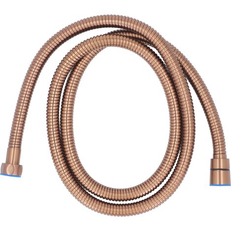 Decdeal Duschschlauch kaltes heißes Dual Control Edelstahl Flexibler Rohr für Badezimmerwärmwasserbereiter 1,5 Meter Roségold