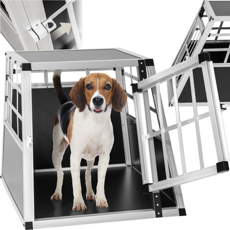 Cage de transport pour chiens sécurisée avec dos droit aluminium noir