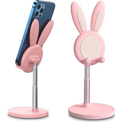 Support téléphone réglable en hauteur et angle pour bureau, compatible iPhone, Samsung, Pixel, iPad et tablette (10,2-10 pouces), rose, robuste et pratique. (1/5)