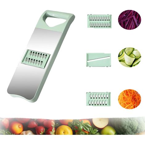 Coupe-légumes en acier inoxydable julienne râpe à légumes 3 formes, râpe à légumes, hachoir à légumes pour stylos, disques (G-1) (1/5)