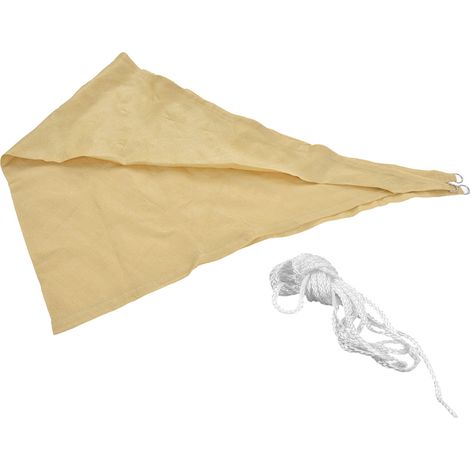 Voile d'ombrage triangulaire HDPE 3x3x3m, protection UV, pour jardin et piscine, couleur beige (1/5)