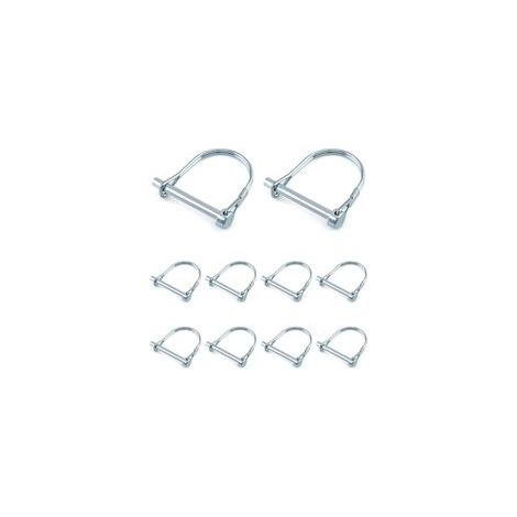 10 Pcs Goupille de Verrouillage Forme D, Goupille Securite en Acier au Carbone Galvanisé pour Jardin Pelouse Remorques 6 x 50 mm (1/5)