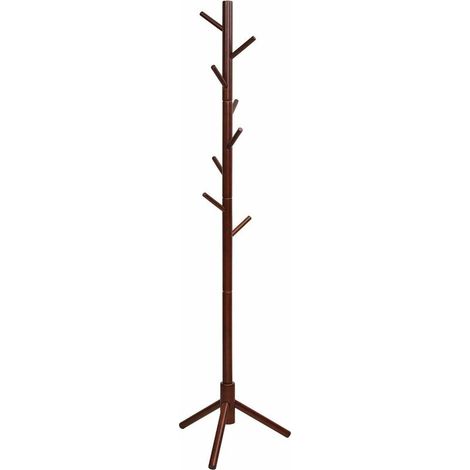 Porte-manteau, porte-manteau autoportant en bois d'hévéa avec 8 crochets, porte-manteau réglable en haauteur, porte-manteau pour porte-manteau, pour la maison, le bureau, l'entrée - RWPorte manteau (1/5)