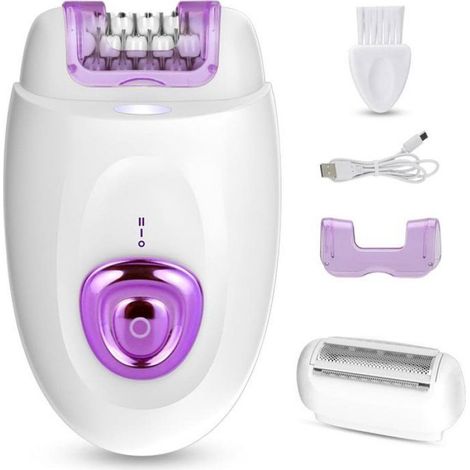 Epilateur - Epilateur Visage Femme - 2-en-1 Avec Tête Rasoir Et Tête Taille-Haie - Pour Épilation Corps Et Visage - 1 Pièce (1/5)