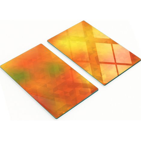 Tableros de vidrio duraderos y elegantes con un patr贸n abstracto de tri谩ngulos de 2x30x52 cm.