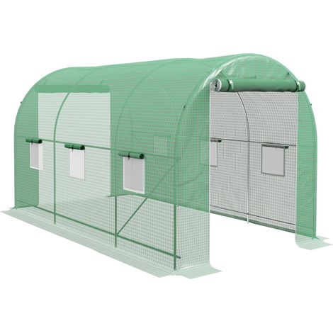 Serre de jardin tunnel grande taille surface sol 8 m² vert (1/5)