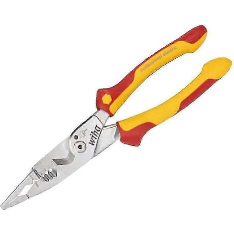 Pince multifonctionnelle pour électricien Wiha, pince isolante, compatible 1000 V, 8 fonctions dont dénudage, sertissage et coupe de fils (45489 DO) (1/5)