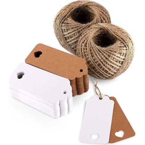 100 Kraftpapier-Anhänger mit 30 m Juteband für Hochzeitsgeschenke, Weihnachten, Partys und Dekorationen (1/5)