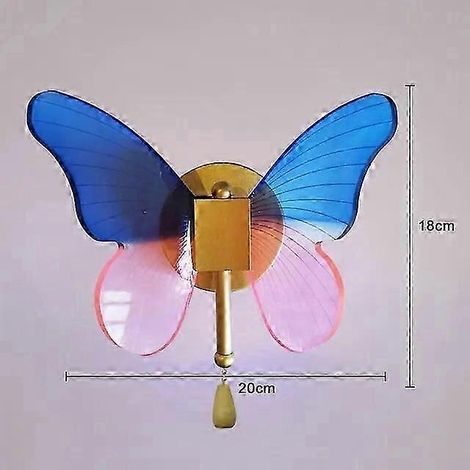 Applique murale LED papillon, lampe de chevet, éclairage intérieur pour chambre à coucher ou salon, luminaire d'ambiance (interrupteur à tirette, lumière blanche) (1/4)