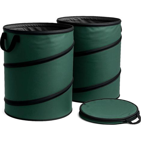 3x Sac à feuilles rond 100 l vert pop-up pliable 600D-Oxford-polyester collecte des déchets sac à gazon robuste déchets de jardin (1/5)