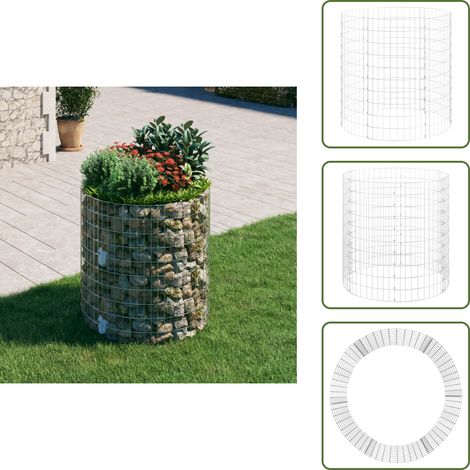 The Living Store Poteau à gabion circulaire Acier galvanisé Ø100x100 cm - Bordure jardin (1/5)