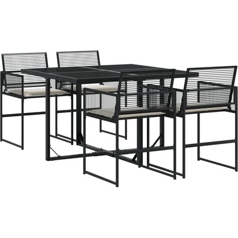 vidaXL Set da Pranzo da Giardino 5 pz Nero con Cuscini in (1/5)