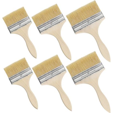Wall Painting Brushes (Set of 6) - 3-Band Set 4 to 6 Inch - Flat Paint Brush for Painting on Chips, Silicone, Chalk, Stains, Paints, Glues (1/5)
